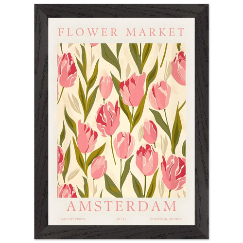 Artfulprints Poster met Lijst Flower market - Amsterdam IV   - A4 21x29.7 cm - Roze