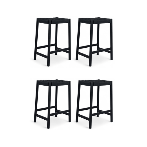 Furnhouse barkruk Ida - Zwart - Papiergaren - Set van 4