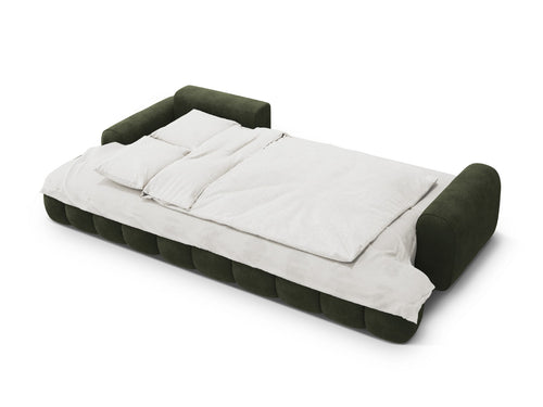Cosmopolitan Design Uitklapbare hoekbank links met opbergdoos Linz 3-zits, flueel groente - 142x275x84cm