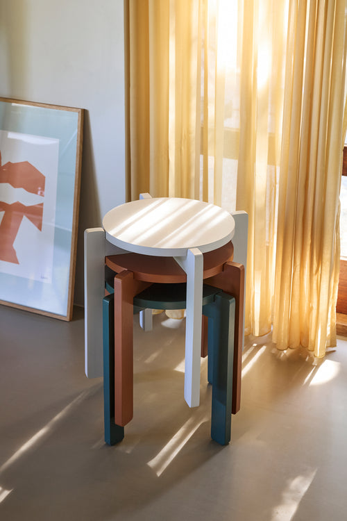Hübsch kruk Always - mdf/eikenfineer/eikenhout - ø45xh42cm