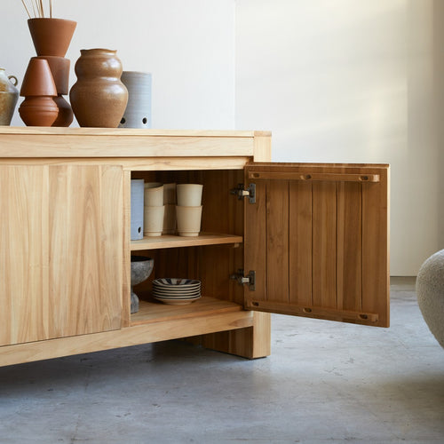 Tikamoon Massief teakhouten dressoir 210 cm - Naturel