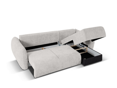 Cosmopolitan Design Converteerbare hoekbank rechts met opbergdoos Matera 4-zits, chenille, lichtgrijs - 173x253x86cm