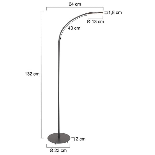 Mexlite vloerlamp Platu - 1 lichts - 64x 132 cm - zwart - vtwonen shop