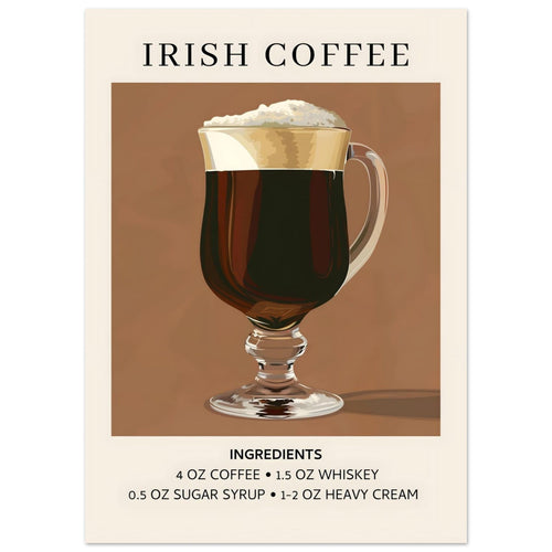 Artfulprints  Irish Coffee - Ingrediënten   poster 50x70 cm - vtwonen shop