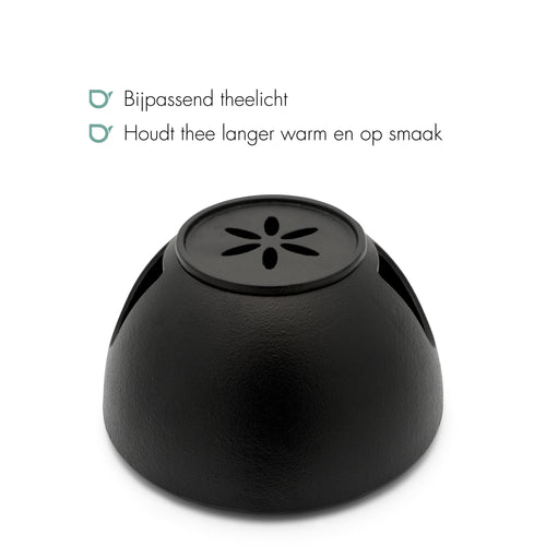 Bredemeijer - Gietijzeren theeset Sencha - 1,2 liter - Zwart - Theepot met theelicht - vtwonen shop