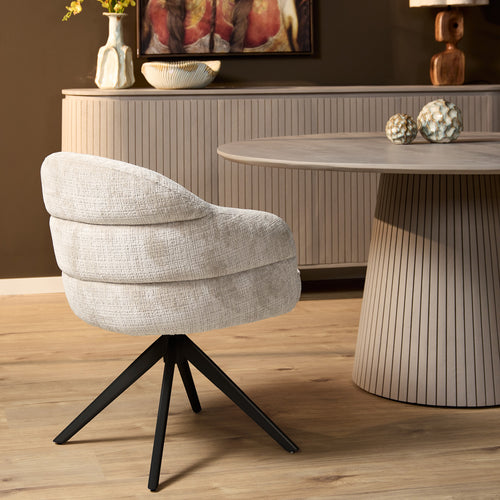 Starfurn Eetkamerstoel Bella - Off White/Zwart - Draaibaar - Set van 2