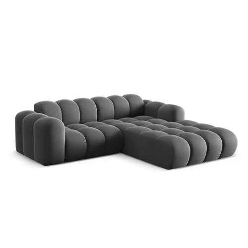 Cosmopolitan Design - Rechter hoekbank Treno 3-zits, flueel grijs - 184x240x70cm