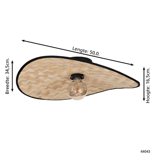 EGLO plafondlamp Marywell - e27 - hout - zwart/bruin