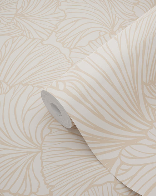 ESTAhome behang ginkgo bladeren zand beige en licht terracotta - 53 cm x 10.05 m - 139488