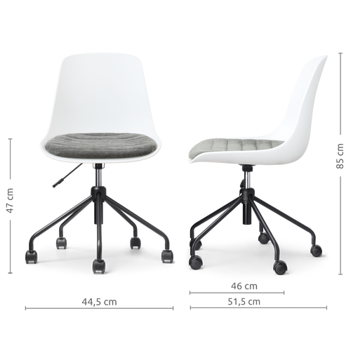 Nolon Nout-Liv Bureaustoel Wit met Zeegrijs Zitkussen - Zwart Onderstel