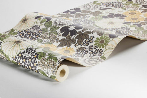 Borastapeter behang retro bloemen grijs - 53 cm x 10.05 m - 661020 - vtwonen shop