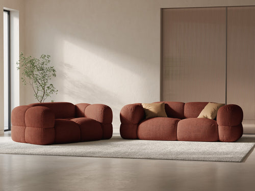 Cosmopolitan Design Bank Loretto 2-zits, structurele stof koraal - 100x180x68cm