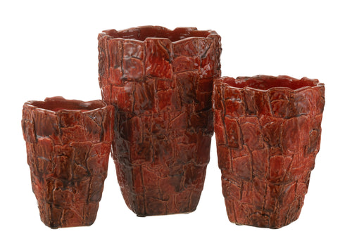 J-Line vaas Akane - keramiek - rood - large - vtwonen shop