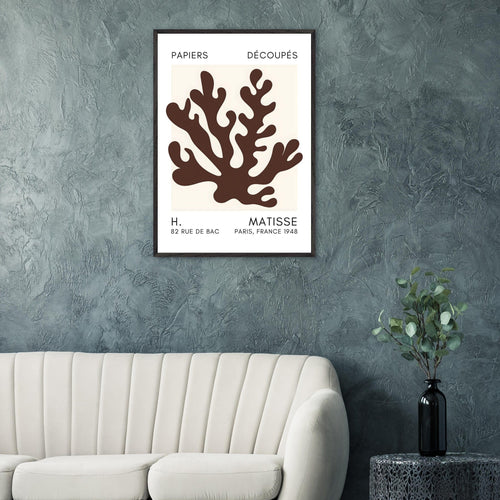 Artfulprints Poster Matisse – Saltflower shapes brown   - A4 21x29.7 cm - Bruin