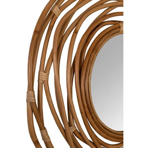 Dutchbone Kubu Spiegel/ Wandspiegel rond Rotan 75x75 cm - Bruin