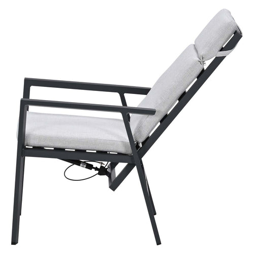 Garden Impressions Kasper tuinstoel verstelbaar donker grijs - 2 stuks