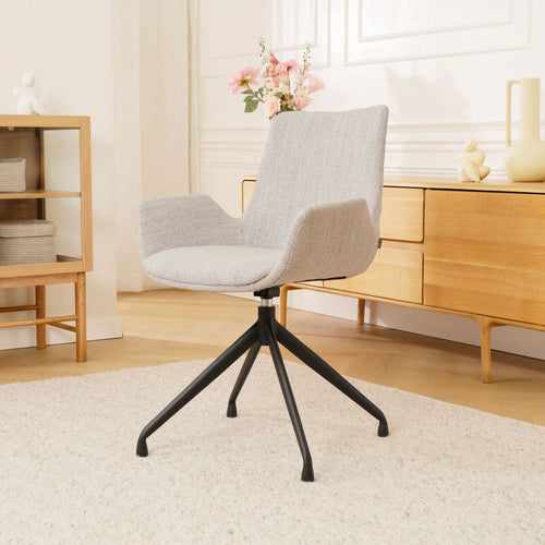 Nolon Nola-Eef Eetkamerstoel Beige Gemêleerd - Draaibaar Zwart Onderstel - vtwonen shop