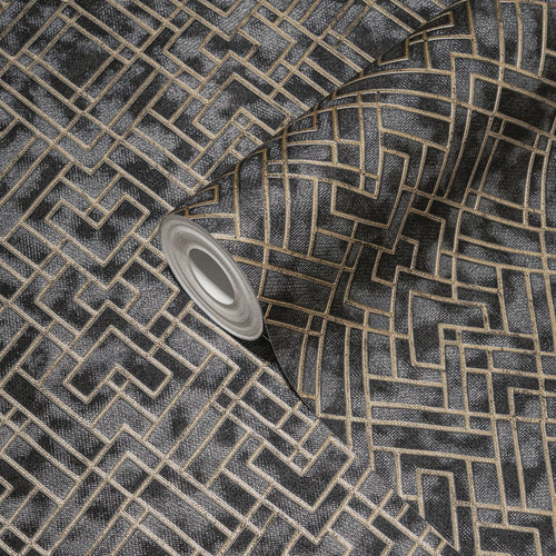 Livingwalls behang grafisch motief zwart en goud - 53 cm x 10.05 m - AS-388281 - vtwonen shop