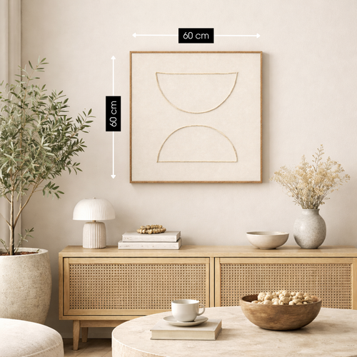 Mica Decorations Wanddecoratie - Wandpaneel Abstracte Kunst 60 x 60 x 3,5 cm - Woondecoratie voor Woonkamer of Slaapkamer - Beige