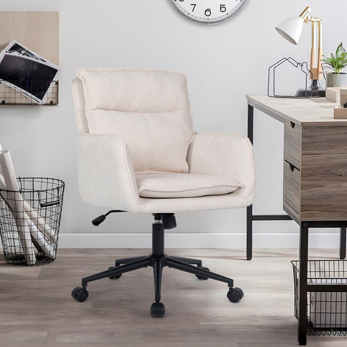 HOME DELUXE bureaustoel CORA geweven stof beige - in hoogte verstelbaar - vtwonen shop