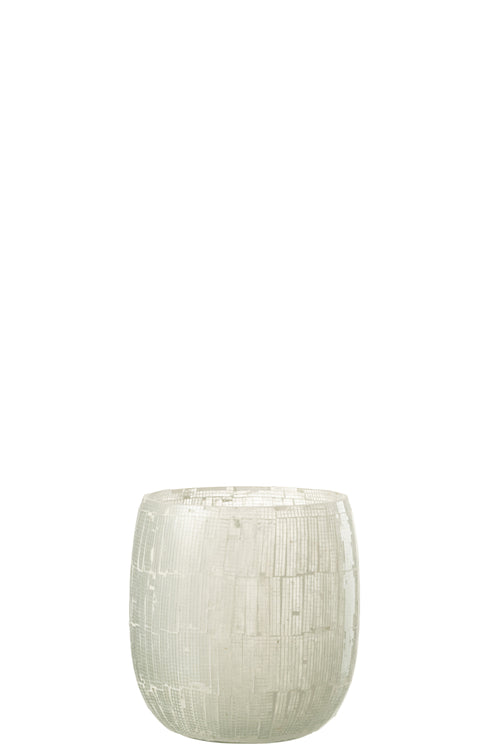 J-Line windlicht Mozaiek - glas - lichtgrijs - large - vtwonen shop