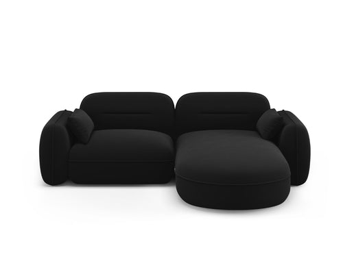 Cosmopolitan Design Modulaire hoekbank rechts Sydney 3-zits, flueel, zwart - 165x230x70cm