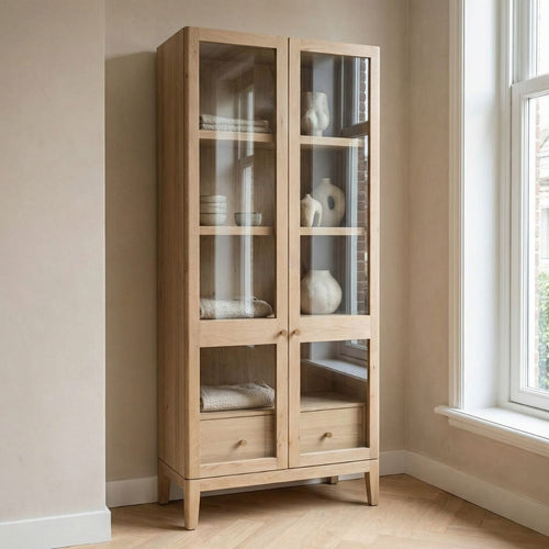 DÉJA Living Vitrinekast Navia - Naturel Eiken - 85x40x200cm