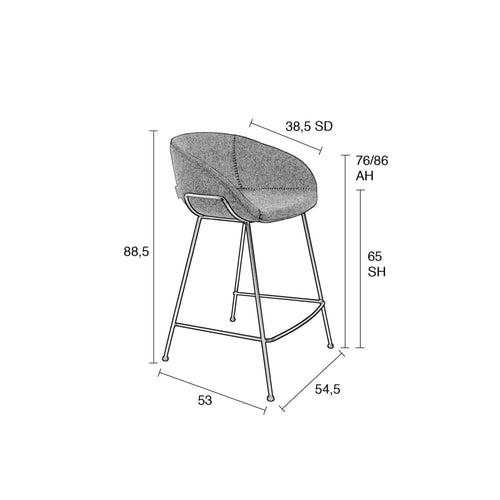 Zuiver Feston Barkruk 65 cm Grijs - Set van 2 - vtwonen shop