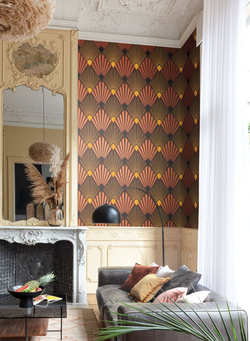 Masureel behang art deco motief bruin - 53 cm x 10.05 m - 630583 - vtwonen shop