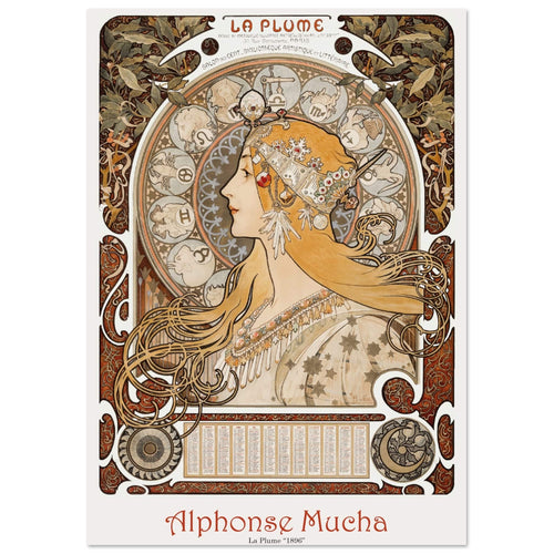 Artfulprints  Alphonse Mucha - La plume   poster A4 21x29.7 cm
