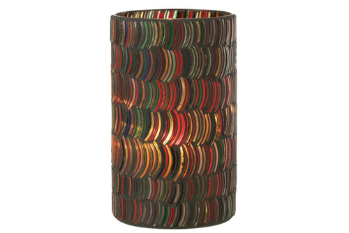 J-Line windlicht Mozaiek Curve - glas - mix - large