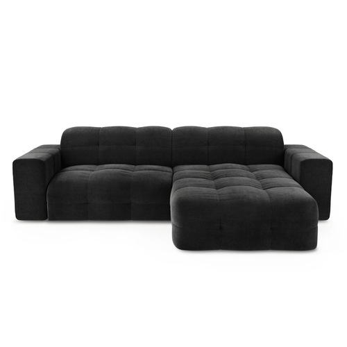 Sia Home - Hoekbank rechts MAEL -  Fluweel - Donker antraciet - 230cm - vtwonen shop