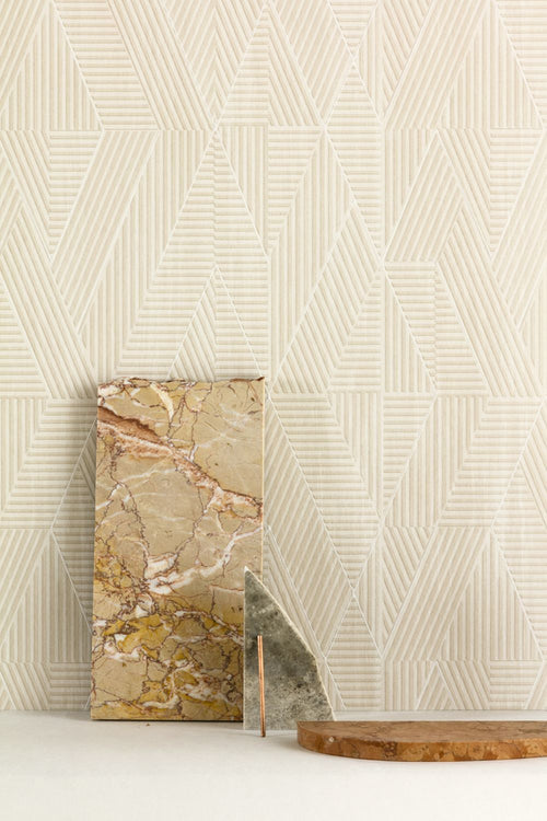 Masureel behang geometrische vormen beige - 53 cm x 10.05 m - 630735 - vtwonen shop