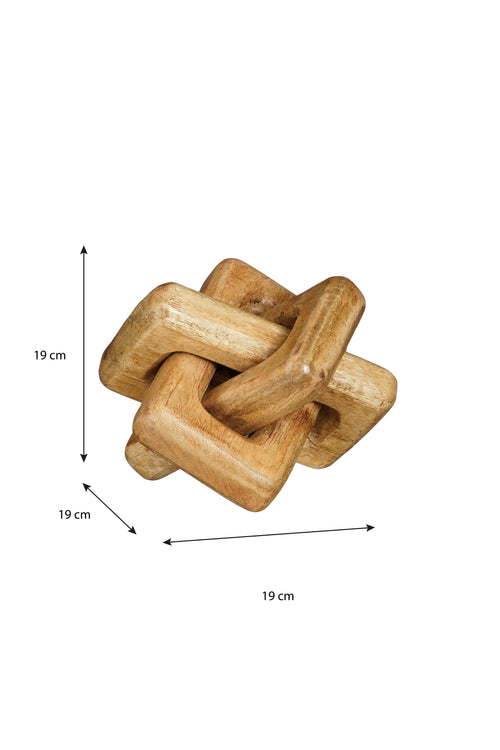 Mica Decorations Knoop Woondecoratie - L19 x B19 x H19 cm - Mangohout - Bruin