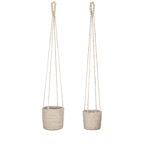 Mica Decorations Atlantic Plantenmand - Set van 2 - H16 x Ø16 cm - Crème