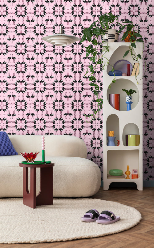 Walls4You behang flamingo's babyroze en zwart - 53 cm x 10 m - 640121 - vtwonen shop