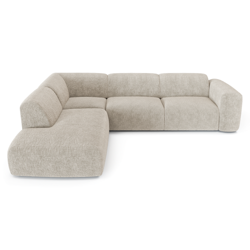 Sia Home - Grote hoekbank, links MYRA - fluweel met motieven beige 269cm