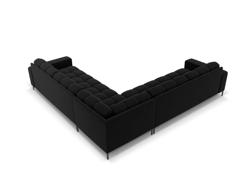 Cosmopolitan Design Symmetrische hoekbank Bali 6-zits, flueel, zwart - 256x256x75cm