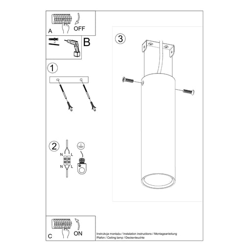 Sollux Lighting Plafondlamp LAGOS 20 rode oker - 6x6x20cm