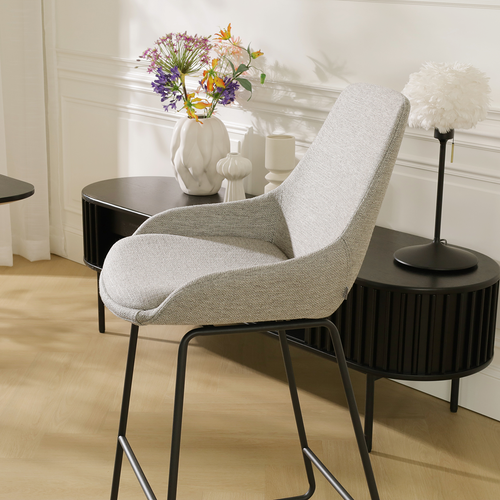 Nolon Nino-Isa Barkruk Warm Grijs - Stof - Zwart Onderstel - 65 cm - vtwonen shop