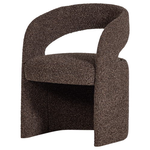 WOOOD eetkamerstoel grove Lanor - Bouclé - Donkerbruin - 76x58x57