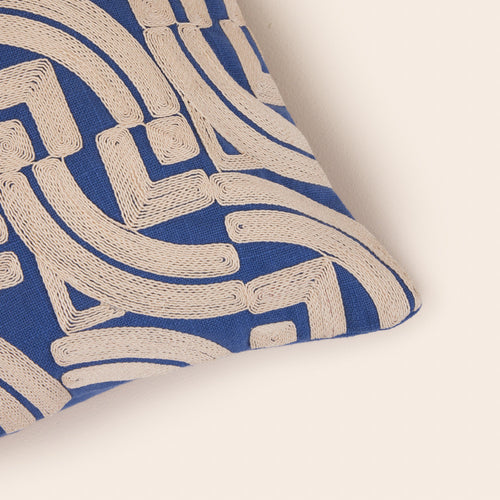 Madura Kussenovertrek Iakobo blauw en natuurlijk 40x40 cm