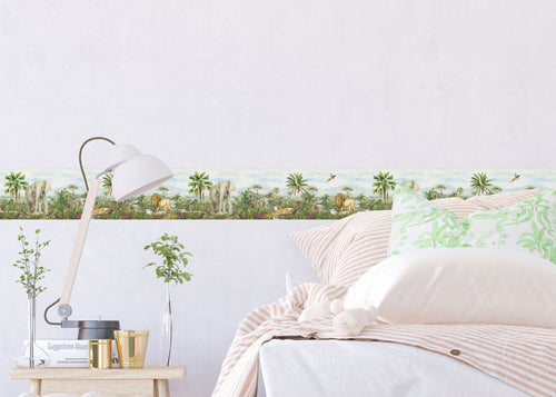 Sanders & Sanders zelfklevende behangrand jungle dieren groen - 500 x 13.8 cm - 601321