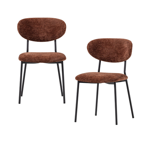 WOOOD eetkamerstoelen Kjeld - Chenille - Groen - Set van 2