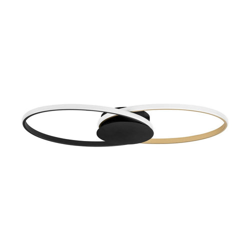Nova Luce AVEO Geïntegreerde LED-plafondlamp, halfverzonken, zandzwart, goudkleurig, Triac dimbaar, 43W, 1720lm, 3200K