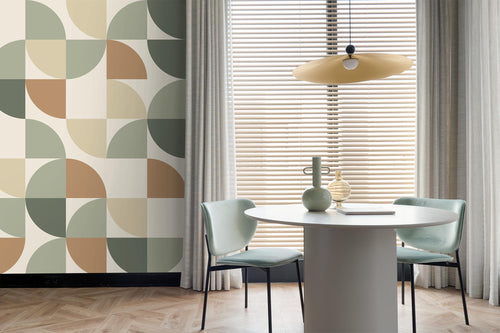 ESTAhome fotobehang geometrische vormen grijs, beige en groen - 250 x 279 cm - 159388 - vtwonen shop
