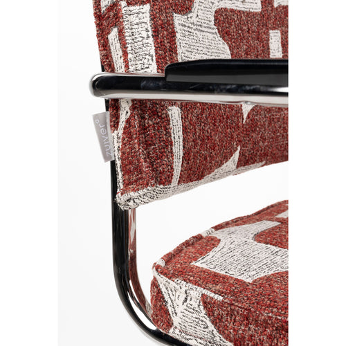 Zuiver Ridge Deco Symbols Eetkamerstoelen Armleuning Rood - Set van 2