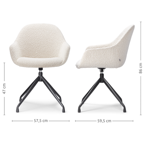 Nolon Nola-Mae Draaibare Eetkamerstoelen Bouclé Beige - Zwart - 2x - vtwonen shop