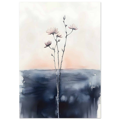 Artfulprints Poster met Lijst Boho – Misty blossom   - 30x40 cm - Zwart / Wit