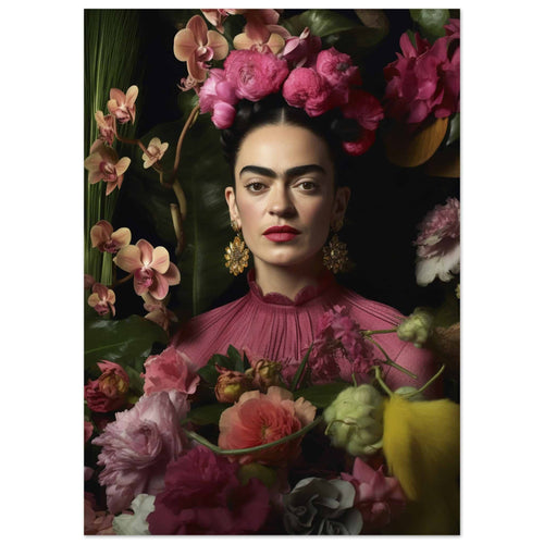 Artfulprints  Frida Kahlo - Floral portrait   poster 50x70 cm - vtwonen shop